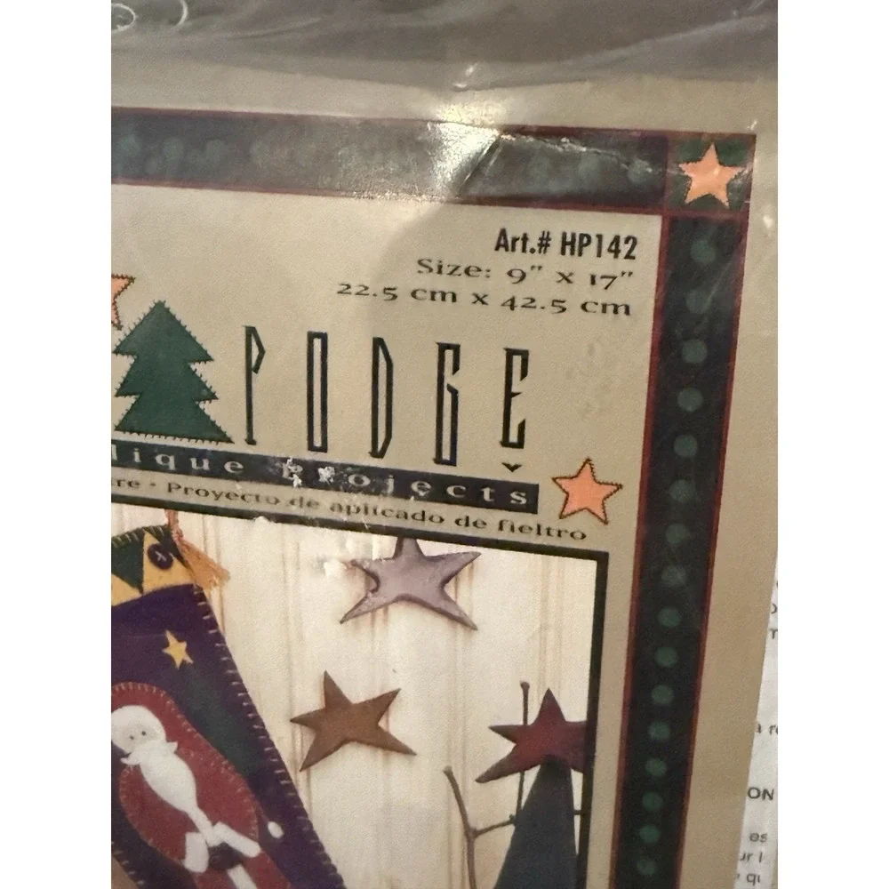 NIP Hodge Podge Felt Applique Embroidery Santa Christmas Stocking Craft Kit